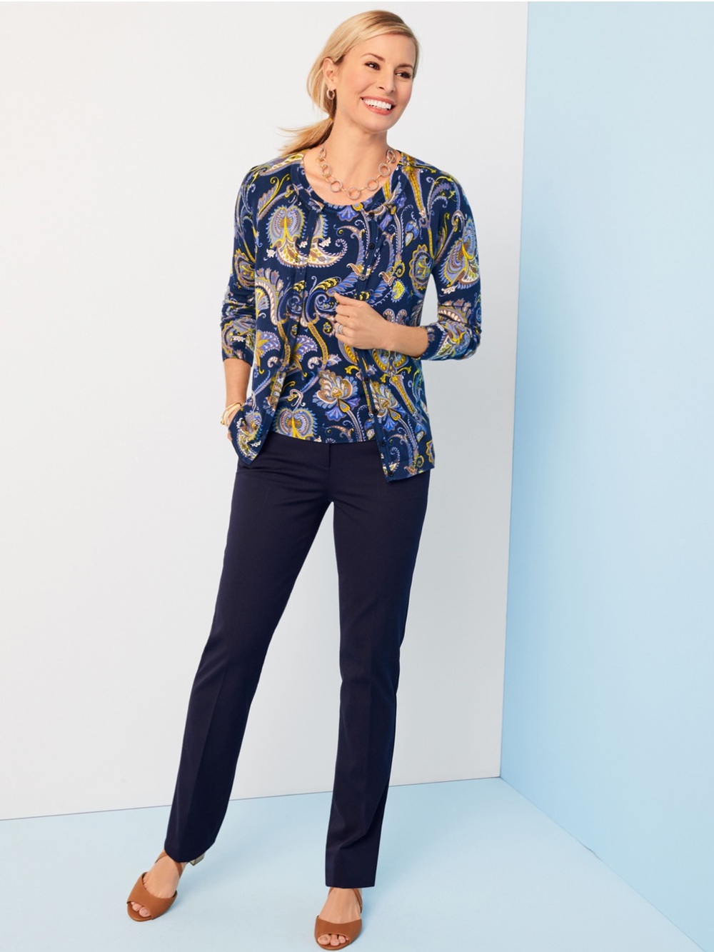 Women's Talbots Navy Blue Tailored Barely Boot Dress Pants  10P - NWT